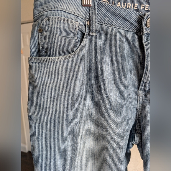 Laurie Felt Los Angeles Classic Denim Boyfriend Jeans Blue Striped Denim Size 12 - Picture 2 of 10
